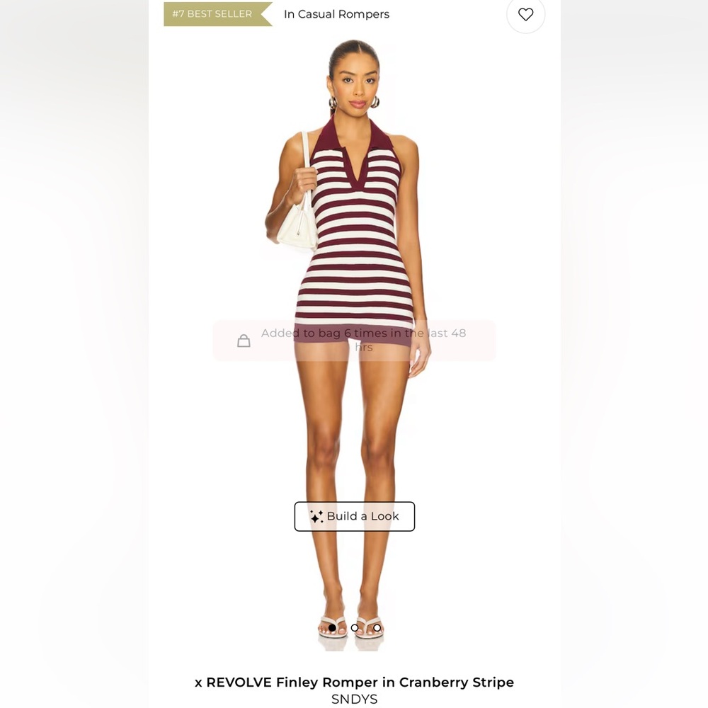 SNDYS Cranberry Stripe Halter Playsuit